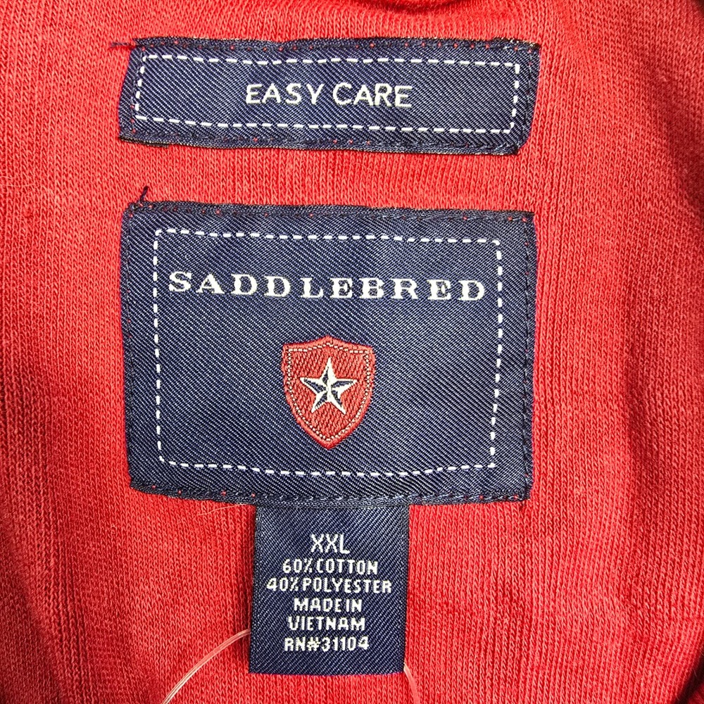 Saddlebred Mens XXL Red Long Sleeve Collared Polo Shirt Textured NWT Pullover - Picture 7 of 11